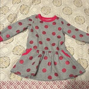 Mini Boden Gray and Pink Polka Dot Dress